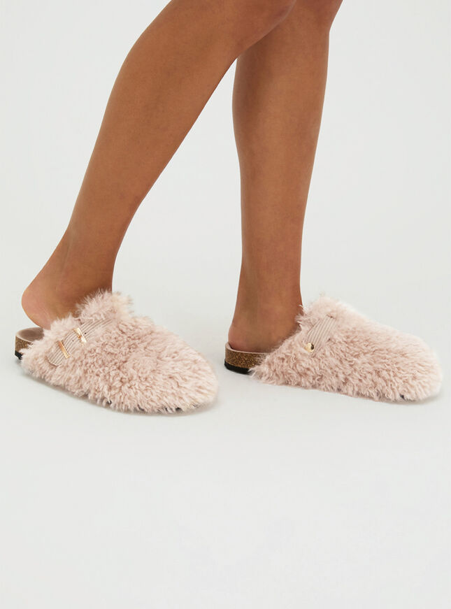 Teddy fleece clog mule slippers